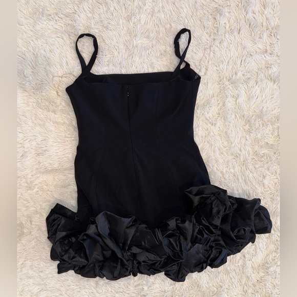 NWOT HOUSE OF CB Lilou Black Ruffle Square Neck Mini Dress - Picture 9 of 10